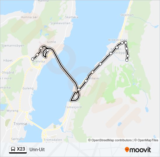 X23 Bus Line Map