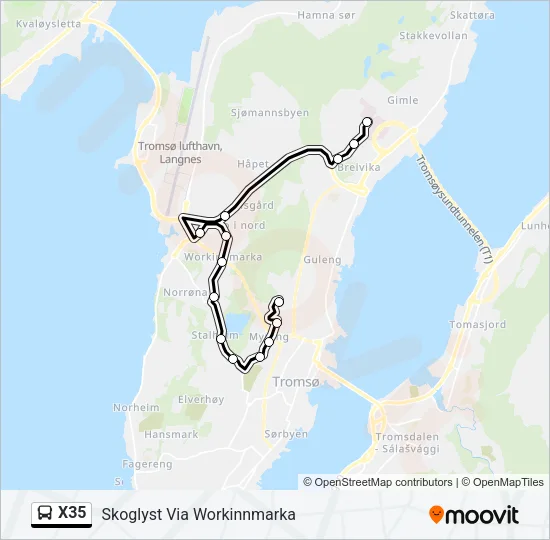 X35 Bus Line Map