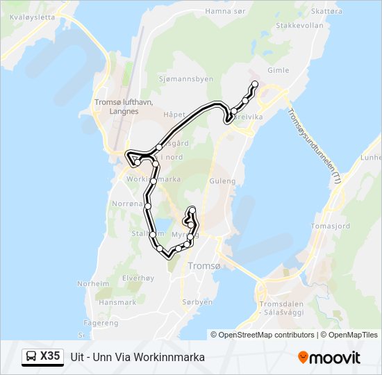 X35 Bus Line Map