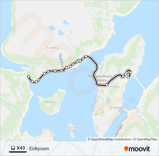 X43 Bus Line Map