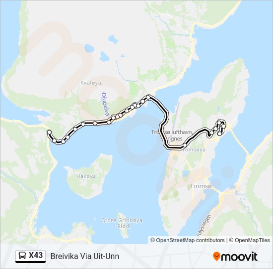 X43 Bus Line Map