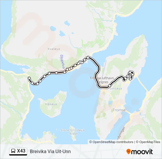 X43 Bus Line Map