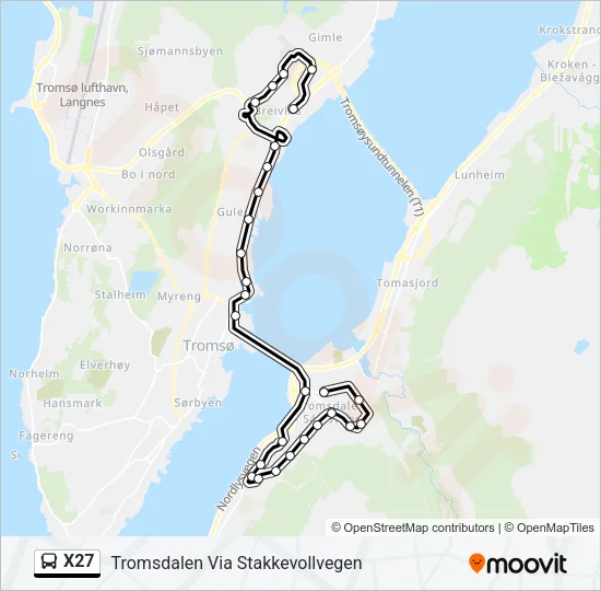 X27 Bus Line Map