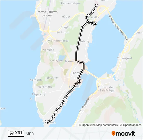 X31 Bus Line Map