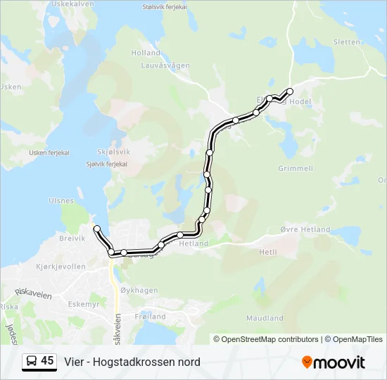 45 Bus Line Map
