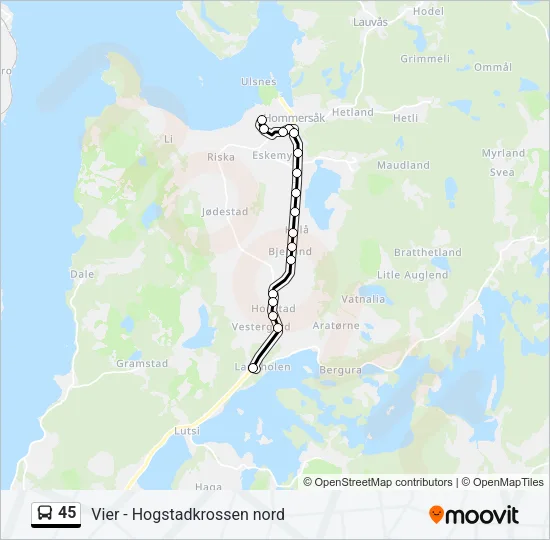 45 Bus Line Map