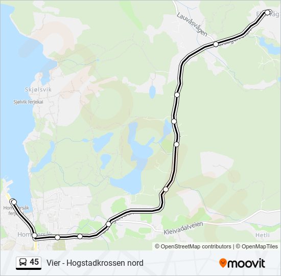 45 bus Line Map