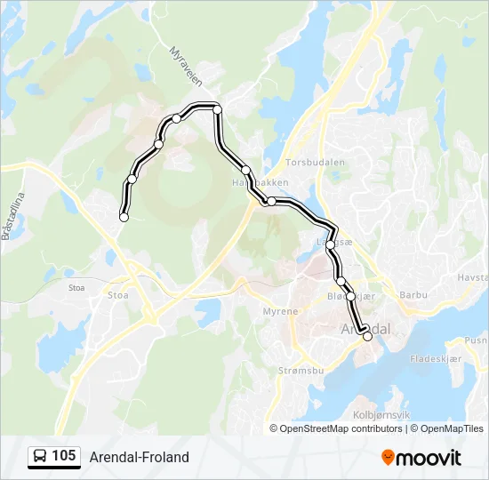 105 Bus Line Map