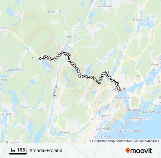 105 Bus Line Map