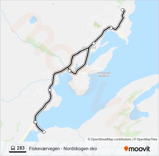 283 Bus Line Map