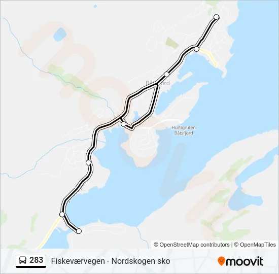 283 Bus Line Map