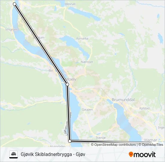 SKIBLADN Ferry Line Map