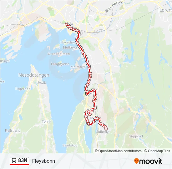 83N Bus Line Map