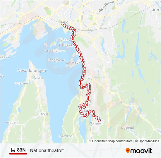 83N Bus Line Map