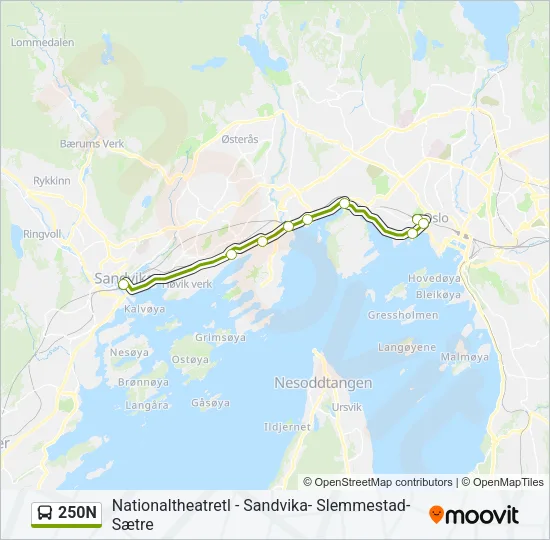 250N Bus Line Map