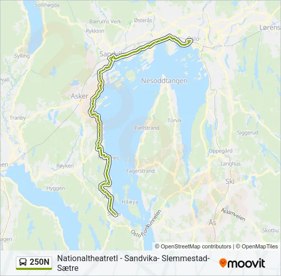 250N Bus Line Map