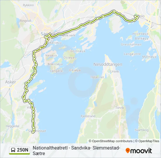 250N Bus Line Map