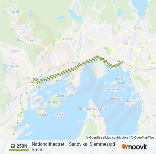 250N Bus Line Map