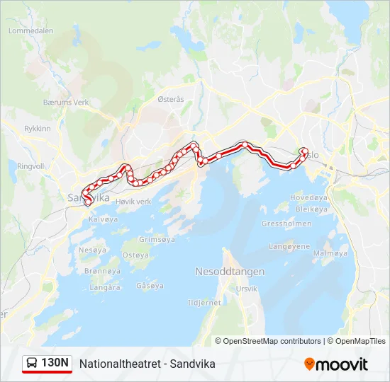 130N Bus Line Map