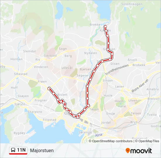 11N Bus Line Map