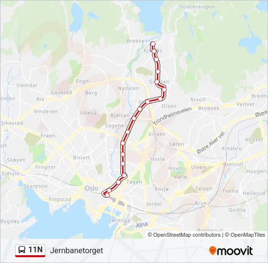 11N Bus Line Map