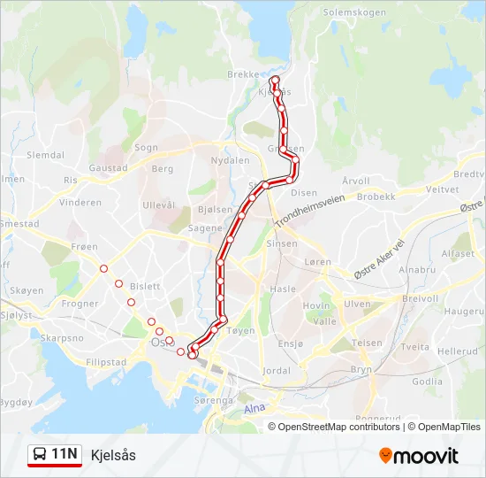 11N Bus Line Map