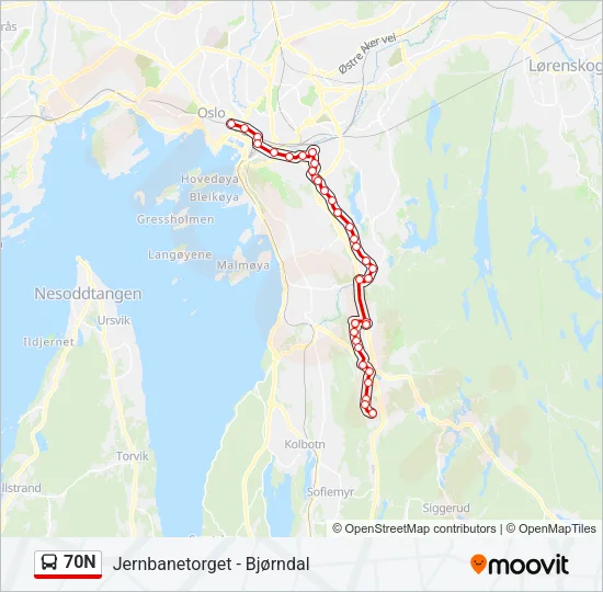 70N Bus Line Map