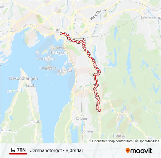 70N Bus Line Map