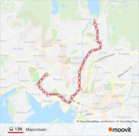 12N Bus Line Map