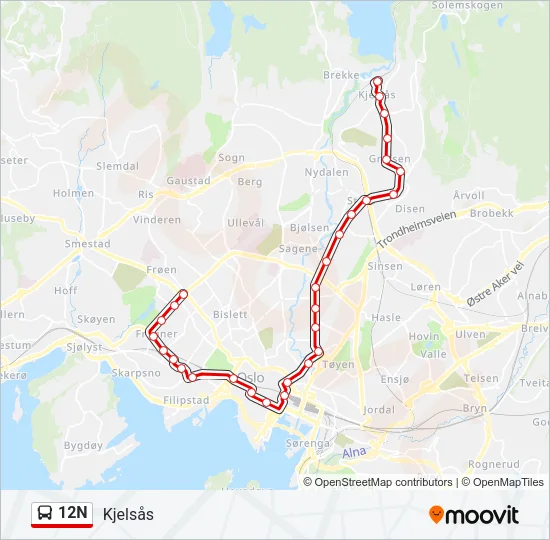 12N Bus Line Map