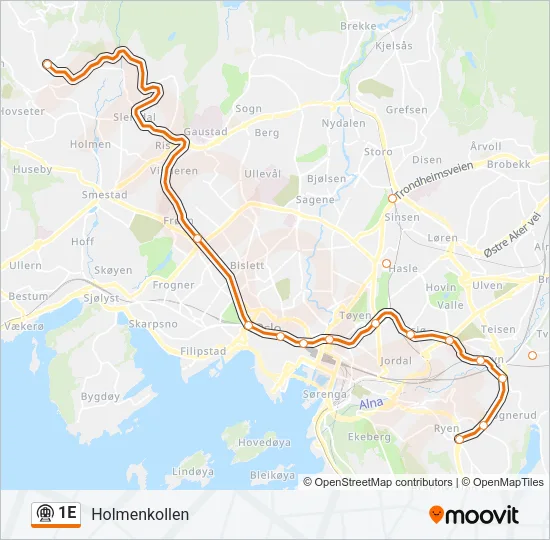 1E Subway Line Map