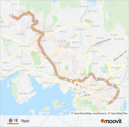1E Subway Line Map