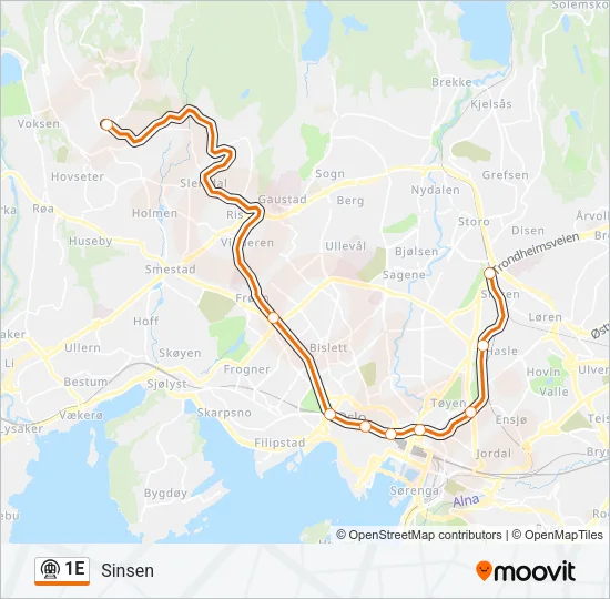 1E Subway Line Map