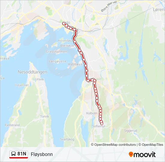 81N Bus Line Map