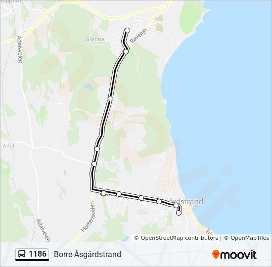 1186 bus Line Map