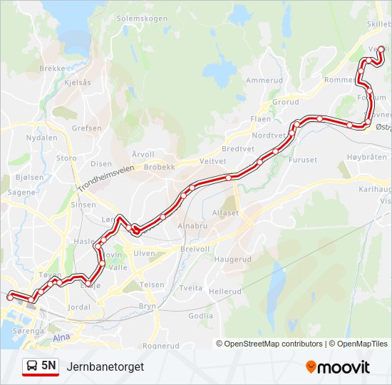 5N Bus Line Map