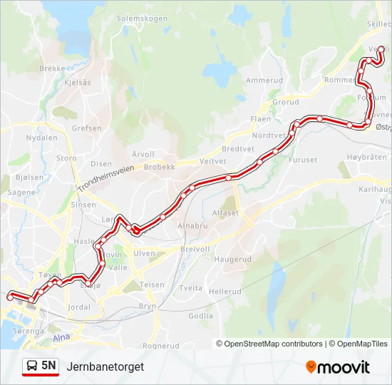 5N Bus Line Map