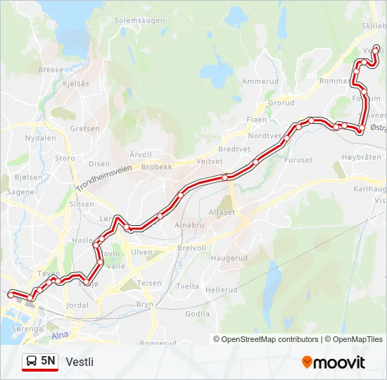 5N Bus Line Map