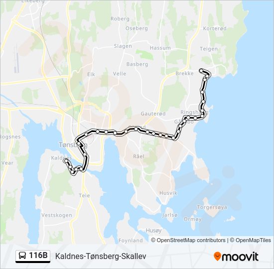 116B bus Line Map