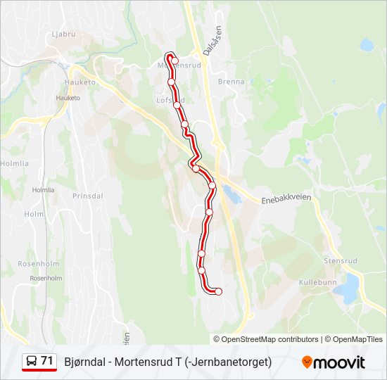 71 Bus Line Map