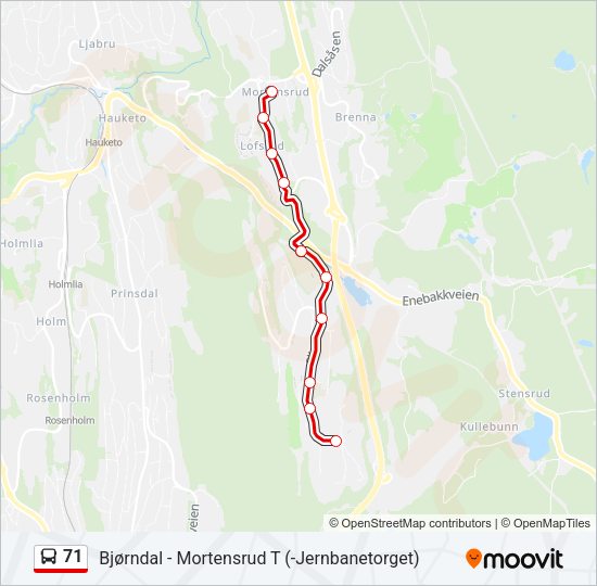 71 Bus Line Map