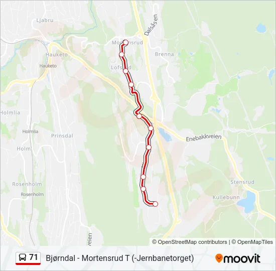 71 Bus Line Map