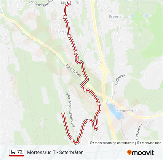 72 Bus Line Map
