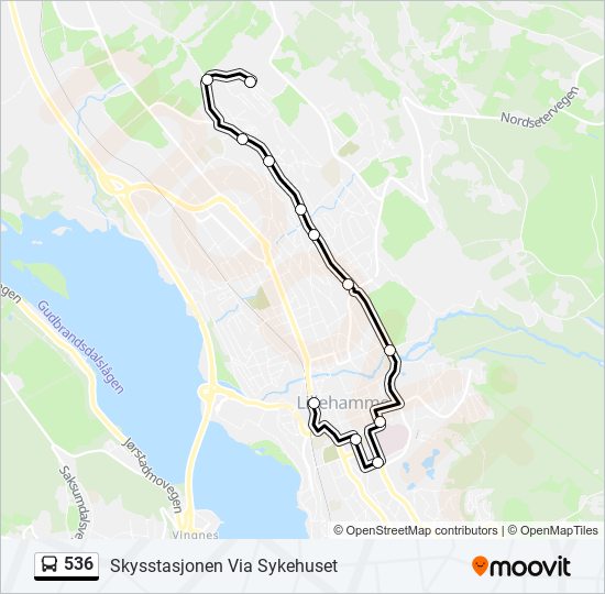 536 bus Line Map