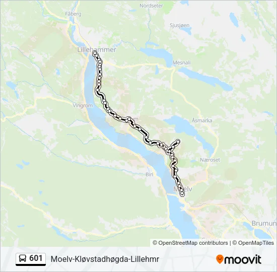 601 Bus Line Map