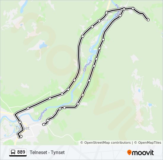 889 bus Line Map