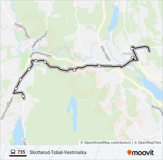 735 bus Line Map