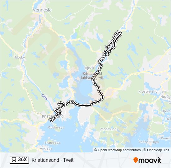 36X Bus Line Map
