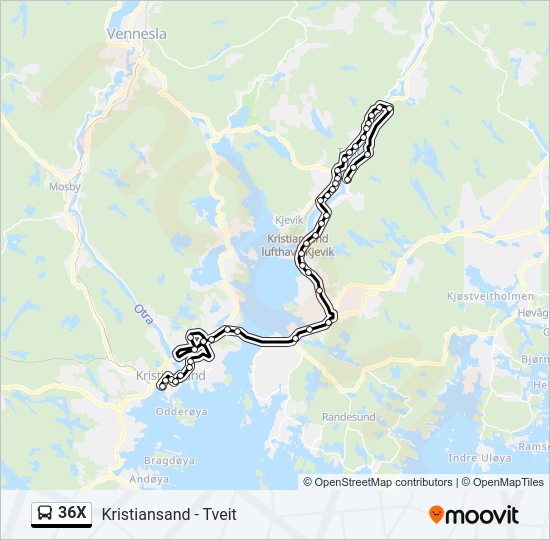36X Bus Line Map
