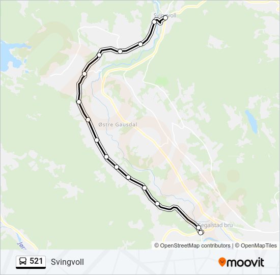 521 bus Line Map